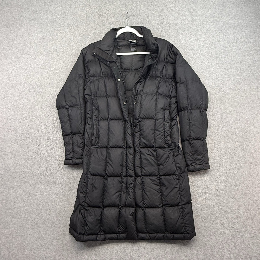 The North Face 600 Down Coat Long Trench Puffer Hooded Jacket Black Womens Small